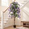 6 FT Artificial Wisteria Tree with Purple Flowers and Natural Trunk